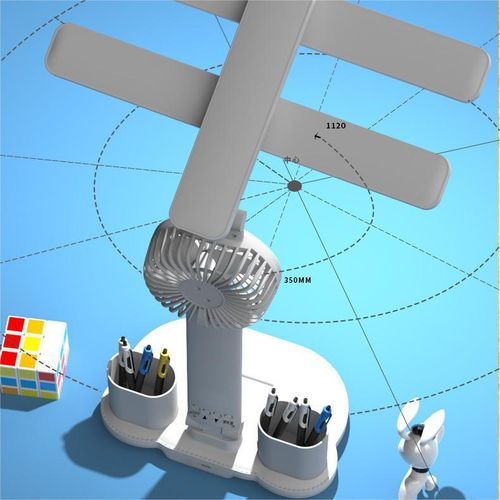 product_image_name-Generic-LED double-head fan desk lamp, desk eye protection desk lamp - White-3