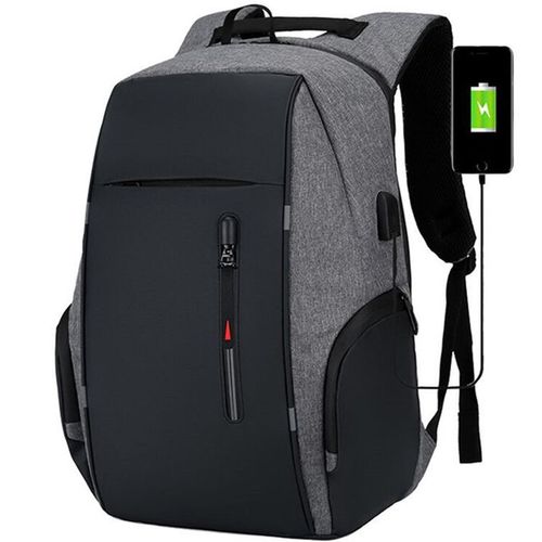 Shop White Label Laptop Backpack with USB Port - Grey/Black Online ...