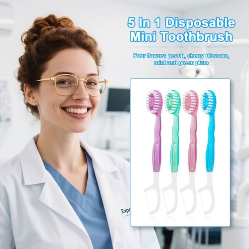 product_image_name-Generic-5 in 1 Toothbrush & Floss, 26Pcs mini toothbrushes with Toothpaste, All in one Oral Care on The go, 5 in 1 mini Brush, Toothpaste and Floss, Disposable Travel Toothbrush Set-3