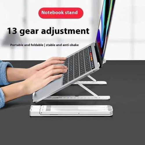 product_image_name-Generic-2in1 Foldable Laptop Stand With Cooling Fan + Phone Holder - White-4