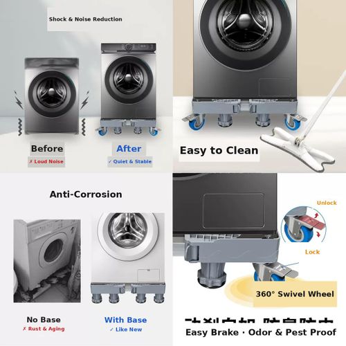 General Adjustable Washing Machine & Refrigerator Base Stand with 4 Lockable Casters, Heavy Duty Appliance Dolly Roller - image 4