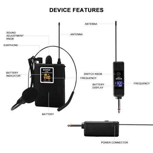 product_image_name-Bomge-Wireless Lavalier Lapel Microphone System/Headset Mic/Interview Mic-3