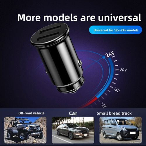 Generic Dual USB Car Charger 3.1A - Mini Size Fast Charging for Phones (Black) - image 3