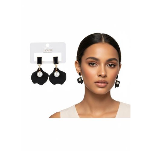 product_image_name-Fashion-Women Black Earrings with Pearl-1