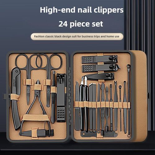 product_image_name-Generic-Nail clippers set brown 7-24 pieces set household nail clippers full set pedicure manicure tools - brown-3