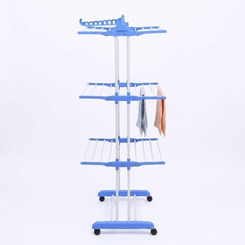 Generic 3-Tier Foldable Clothes Drying Rack – Mobile Laundry Hanger Stand with Wheels - image 2