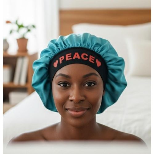 Generic Angel Satin Hair Bonnet – Blue & Black - image 2