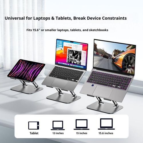 Generic 180° Rotating Adjustable Laptop Stand, Ergonomic Foldable Holder - image 3