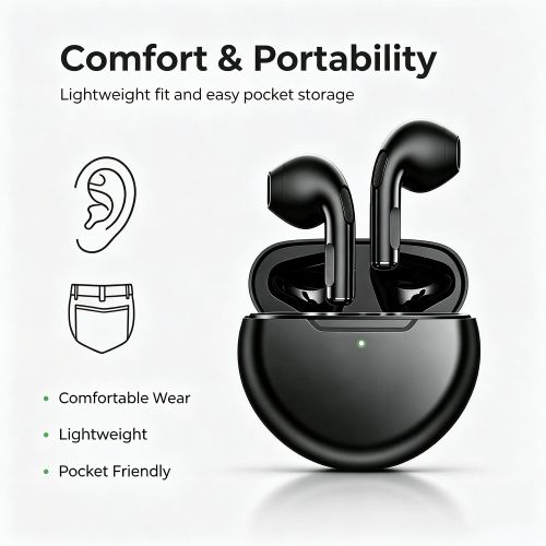 Generic Pro6 Bluetooth Earbuds Stereo Long Battery Waterproof - image 5