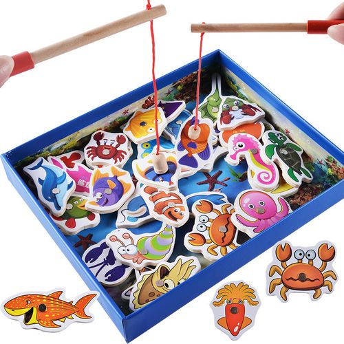 Shop Generic Wooden magnetic fishing toy puzzle for puzzle babies, Online