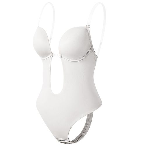 Shop Generic Invisible Shaper Bra Sexy Bodysuit Corset Backless Deep V_Neck  U Plunge Thong Waist Trainer Clear Strap Padded Push Up Shapewear(#White)  Online