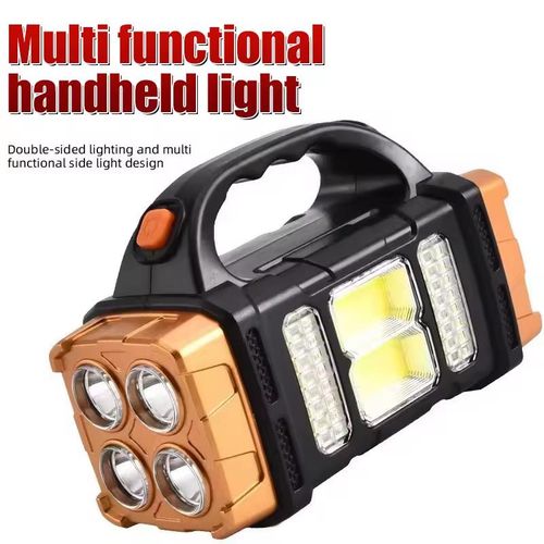 Generic Multifunctional solar-powered rechargeable LED flashlight with dual light sources, portable, high-power flashlight for outdoor camping use - image 2