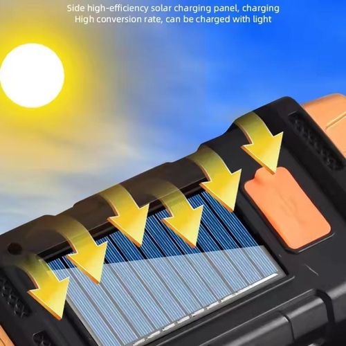 Generic Multifunctional solar-powered rechargeable LED flashlight with dual light sources, portable, high-power flashlight for outdoor camping use - image 3