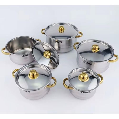 White Label 10 pieces Silver Stainless steel Cookware Set - Silver - image 2