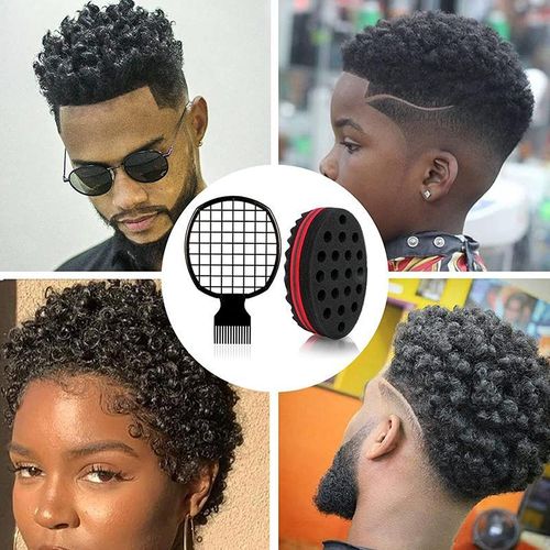 Generic 2Pcs/Set Afro Hair Comb & Twist Sponge – Curl & Volume Kit - image 3