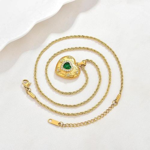 product_image_name-Fashion-Set of Sunburst Heart 2-Tone Interlocking  CZ Evil Eye Love Heart Pendant Necklace for Women 18K Gold Chain Necklace Protection Prayer Faith Jewelry-3