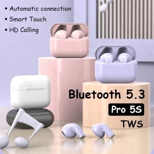 New Pro 5s Wireless Earbuds Pink - Bluetooth Headsets for iPhone & Android - image 3