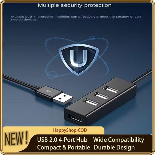 Fashion USB 2.0 4-Port Hub - Portable Multi-Port USB Splitter for Laptop/Phone