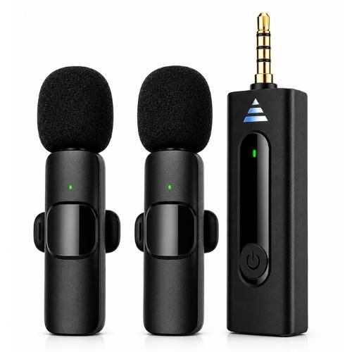 KIROTECH 3.5MM Wireless Microphone Dual Mic Plug & Play Noise Reduction for Phone Camera Live Streaming TikTok YouTube