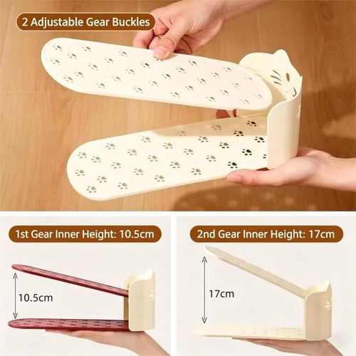 Generic ASCENT Adjustable Double-Layer Shoe Rack, Cute Cat Shoe Organizer for Closet & Entryway - image 4