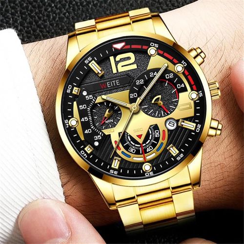 product_image_name-Fashion-Wrist Watch For Men Luminous Analog Quartz Luxury Watch - Gold-2