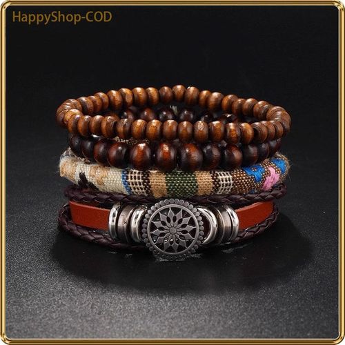 product_image_name-Fashion-4-piece genuine leather bracelet - handcrafted, retro and fashionable wristband-3