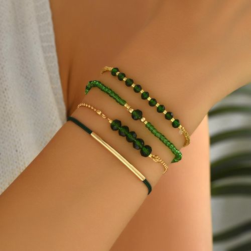 Fashion Women's Colorful Beaded & Gold Bracelet Stack Set – Versatile Gift for Daily & Festive Styling