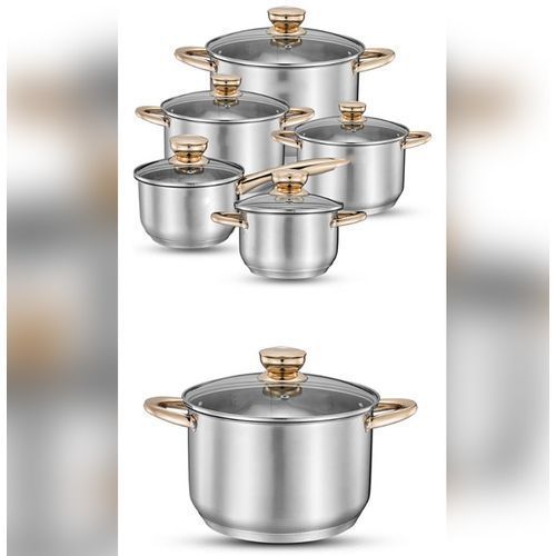 Shop German Home Nonstick Stainless Steel Cookware Set 12 Pieces
