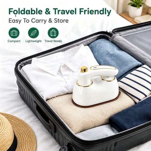 General Portable Folding Mini Steam Iron 180° Rotating Handle Spray - White - image 7