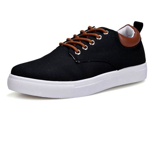 Shop Generic Casual Breathable Lace-up Canvas Shoes - Black Online ...