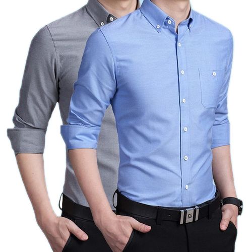 Shop Cerrbelos Long Sleeve Shirt - 2 Pieces Grey/Blue Online | Jumia Ghana
