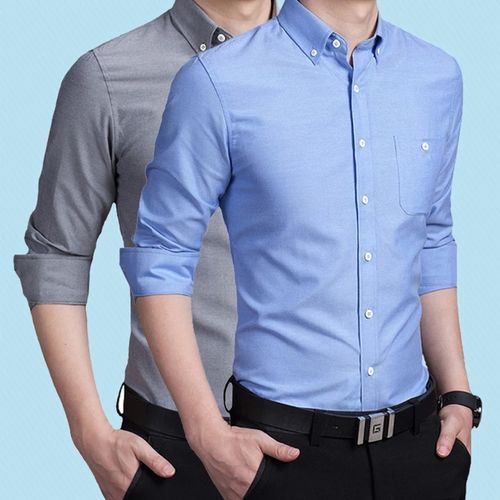 Shop Cerrbelos Long Sleeve Shirt - 2 Pieces Grey/Blue Online | Jumia Ghana