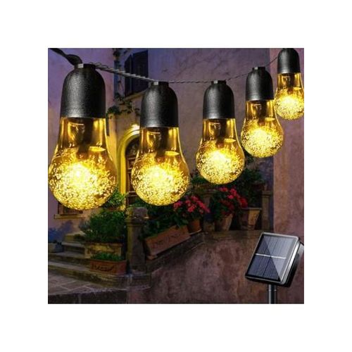 White Label Outdoor Waterproof Solar String Light With 8 Lighting Modes - Yellow/30 Lights