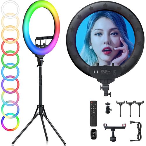 product_image_name-Generic-RGB Ring Light 18 Inch with Tripod Stand (2700K–7000K) – For Phone, Camera, iPad, Live Streaming & Video Recording-1