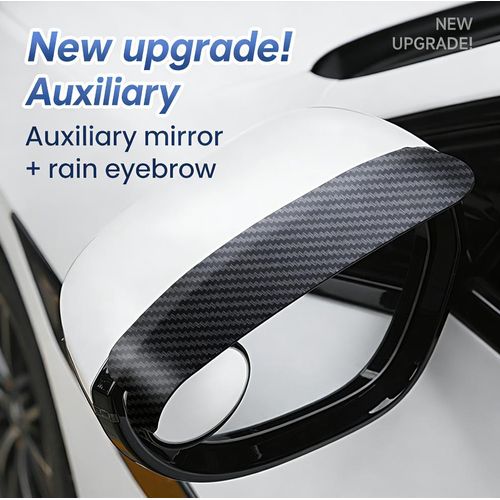 Generic 2‑in‑1 Car Rearview Mirror Rain Guard with Blind Spot Mirror, 360° Rotatable Car Mirror Accessory