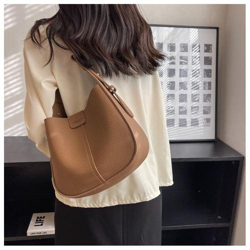 product_image_name-Fashion-Women's tote shoulder bag, PU leather handbag, vintage bucket bag-6