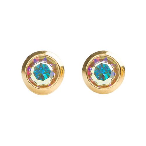 Studex 3MM AB Crystal Bezel Gold Plated Ear Studs - Multicolor
