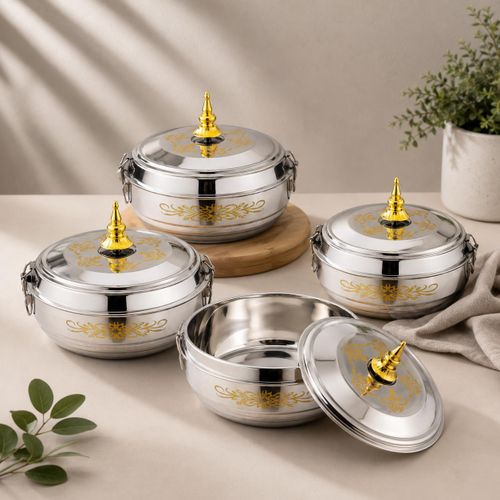 Generic 4-Tier Stainless Steel Lunch Box with Locking Lids – Gold Design - image 3