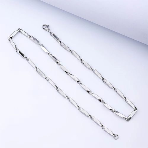 product_image_name-Generic-Fashion Men's Titanium Bracelet Necklace 2-in-1 Set Trendy Accessories - Silver-4