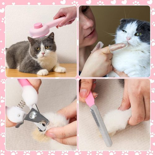 product_image_name-Generic-8 Pcs Cat Brush Grooming Kits, Pet Self Cleaning Kit with Pet Nail Clipper-5
