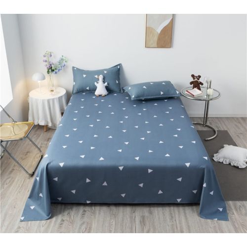 Lindy Double Size Bed Sheets - 3 Pieces - Blue/White