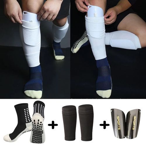 product_image_name-Generic-3pcs Anti-Slip Football Sock Guards Kit For Adults Highly Elastic - Black-3