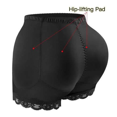 Fashion (Low Waist-Black Lace)Womens Lifter Tummy Control Panties High  Waist Hip Padded Panty Body Shaper Thigh Slimmer Shapewear Hooks 4 Pads DOU