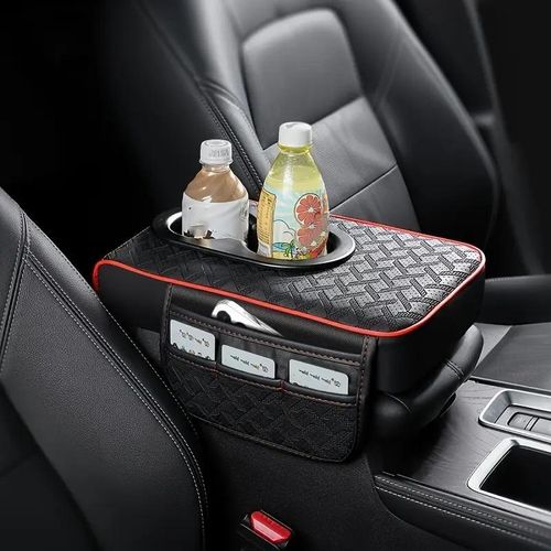 product_image_name-Generic-Car center armrest box mat, multi-functional center armrest box cover, armrest storage cover, armrest box accessories, black and red-2