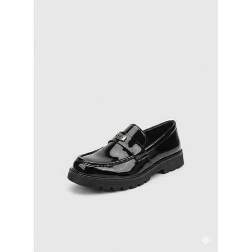product_image_name-Haki-Fashion Boys Faux Leather Mirror Shoe-Black-4