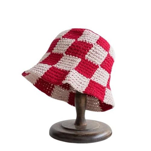 Generic Handmade Checkered Bucket Hat-multicolor