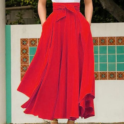Shop Generic Women's Solid Color High Waist A Line Skirt Fashion