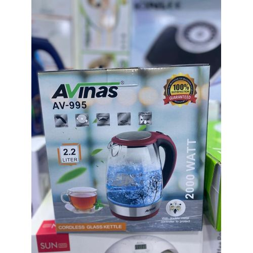product_image_name-Avina-2.2 Liters Cordless Glass Kettle - Transparent/Black-2