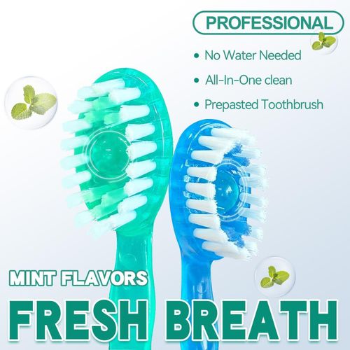 product_image_name-Generic-10 pcs Mini Brushes-Disposable Toothbrushes with Toothpaste,Toothpaste + Tongue Scrapers + Floss + Pick for Work or Travel, Individually Wrapped for Work or Travel-2