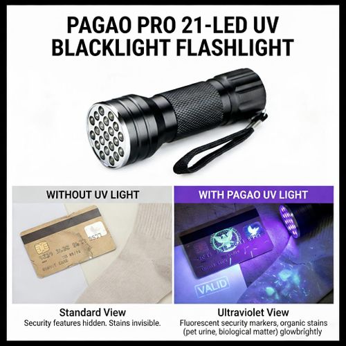 Generic ASCENT UV Flashlight,21-LED 395NM UV Light for Jewelry Detection,Mold/Counterfeit Detection,Battery-Powered - image 3